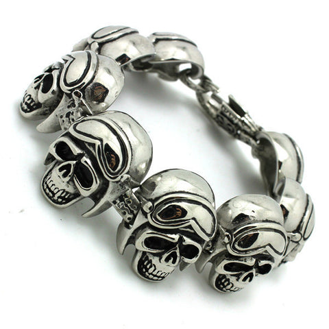 Leather Skull Spiked Biker Bracelet