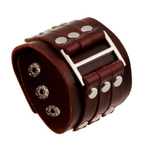 Leather Skull Spiked Biker Bracelet