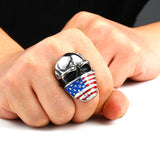 Men's American Flag Skull Ring