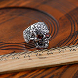 Ornate .925 Sterling Silver Skull Biker Ring