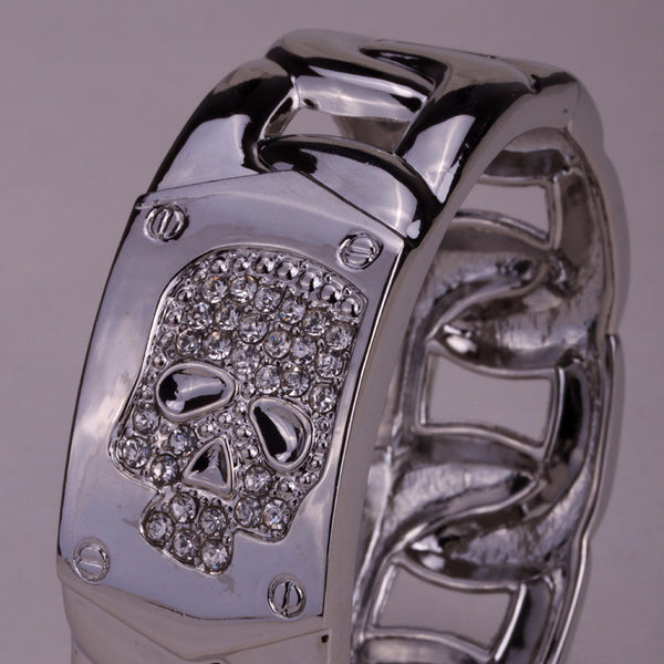 Women's Crystal Skull Biker Bracelet