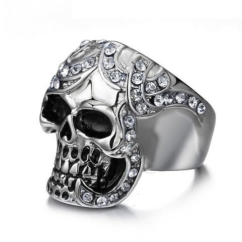 Vintage Designed Stone Skull Ring