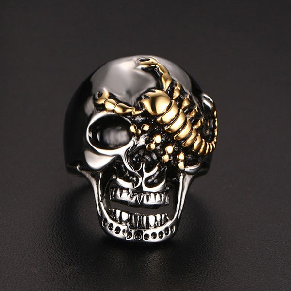 Gold Scorpion Skull Ring
