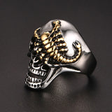 Gold Scorpion Skull Ring