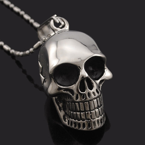 Skeleton Skull Pendant Biker Necklace