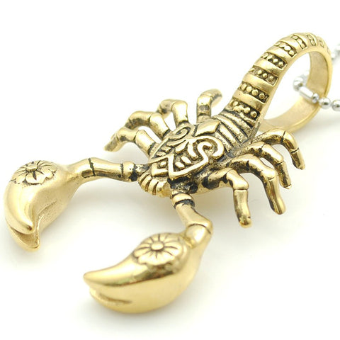 18K Gold or Silver Scorpion Pendant Biker Necklace