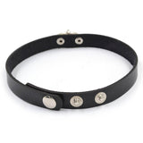 Leather Choker With Double Ring Pendant
