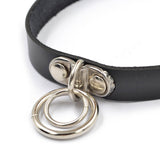 Leather Choker With Double Ring Pendant