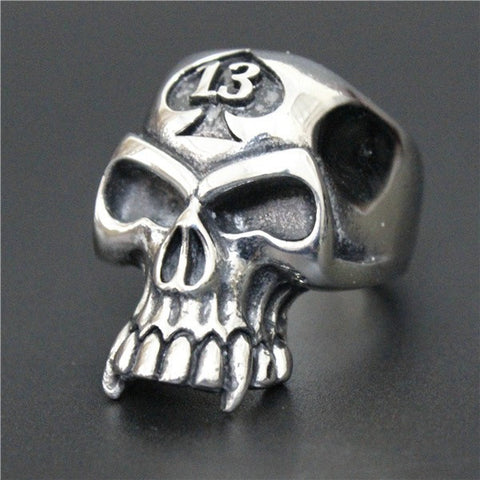 Lucky 13 Spade Skull Ring