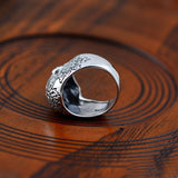 Ornate .925 Sterling Silver Skull Biker Ring