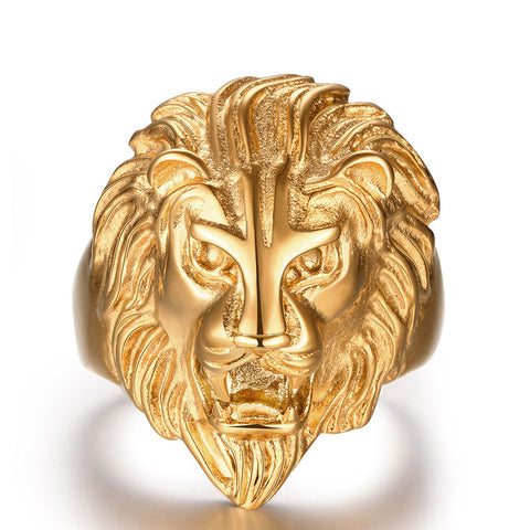 18K Gold Plated Lions Head Ring