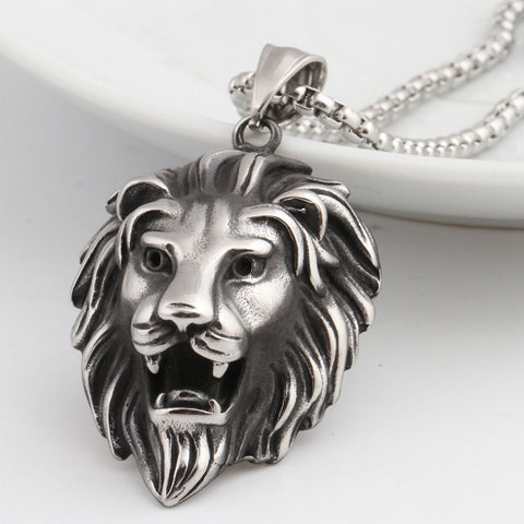 Men's Lion Head Pendant Necklace